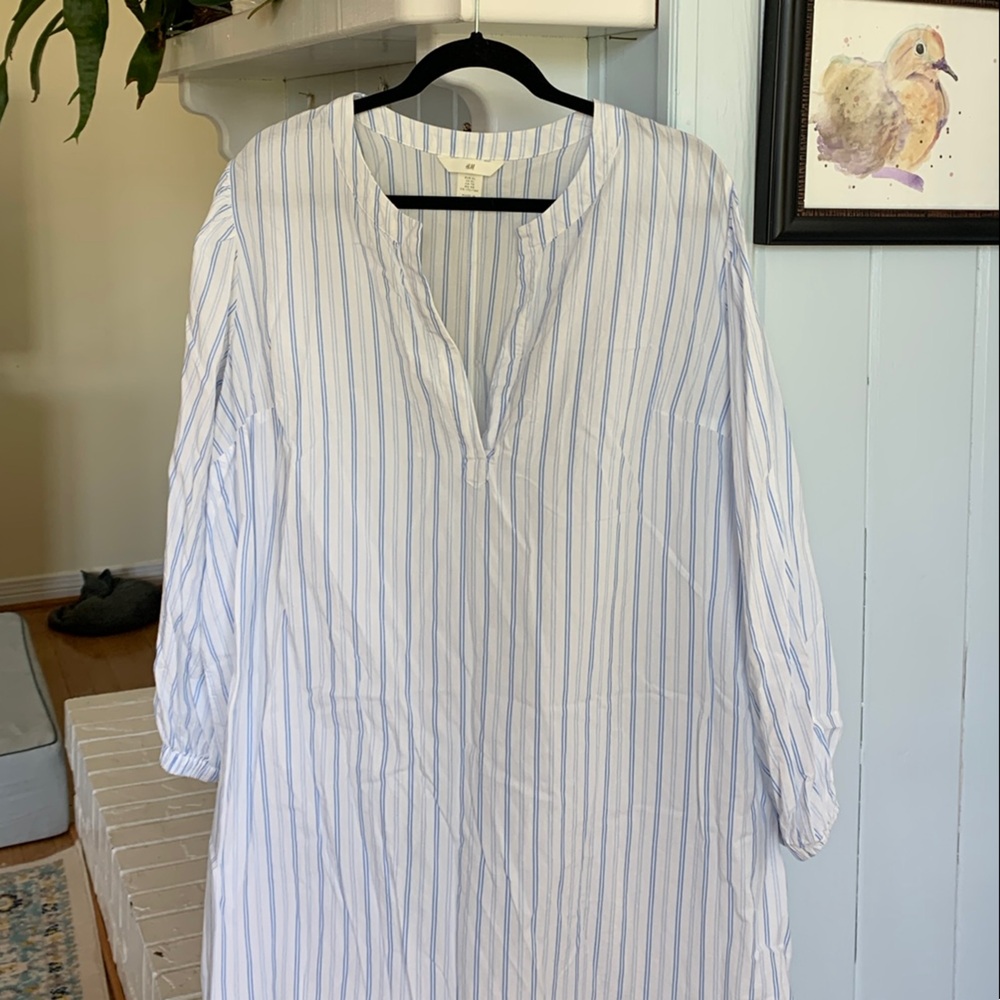 Blue and White Striped Shirtdress